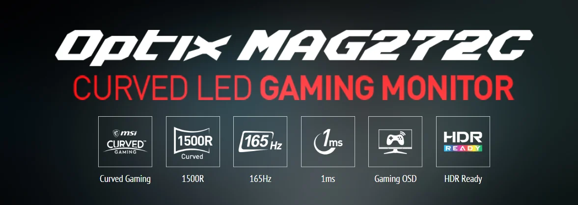 Ecran Gaming MSI Optix MAG272C 27 Full HD 165Hz