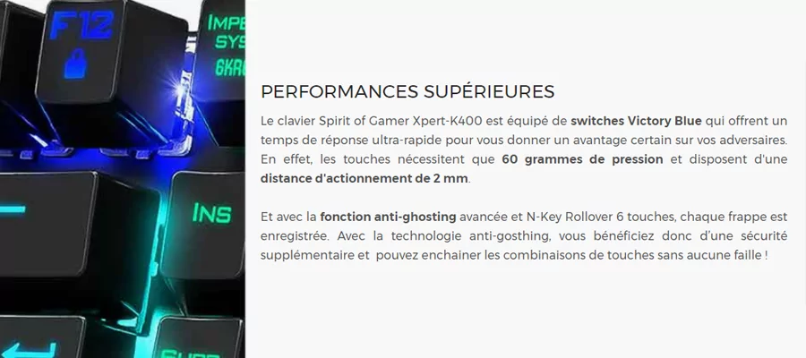 Clavier mécanique Spirit of Gamer Xpert-K400 prix tunisie 