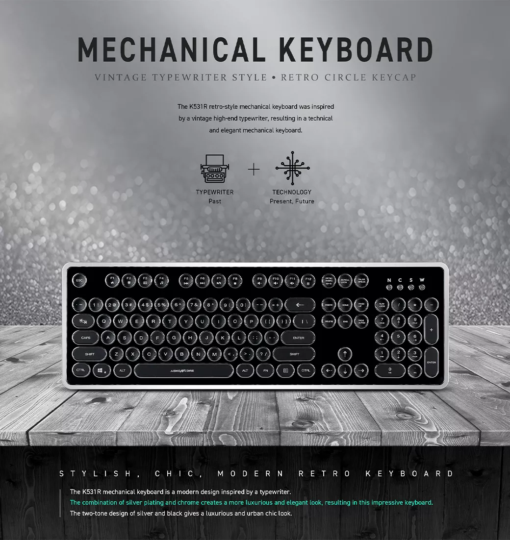 retro mechanical keyboard Abkoncore K531R Retro Mechanical | MEGA PC