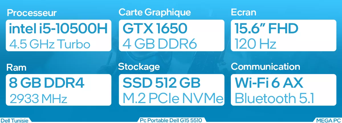 pc portable dell g15 5511 gtx 1650