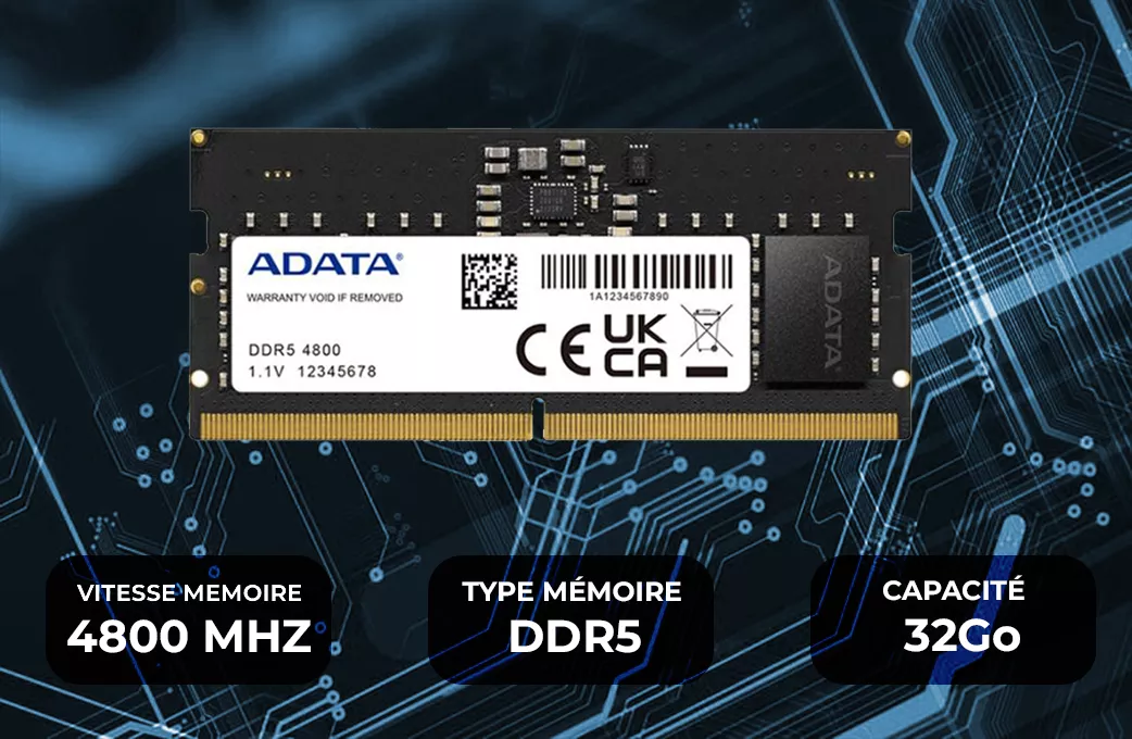 Barrette Mémoire ADATA 32Go U-DIMM DDR5 4800 MHz Pour Pc De Bureau