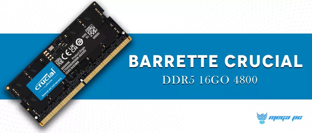 Barrette mémoire Crucial U-DIMM 16 GB DDR5-4800 MHz - PC bureau  (CT16G48C40U5) prix Maroc
