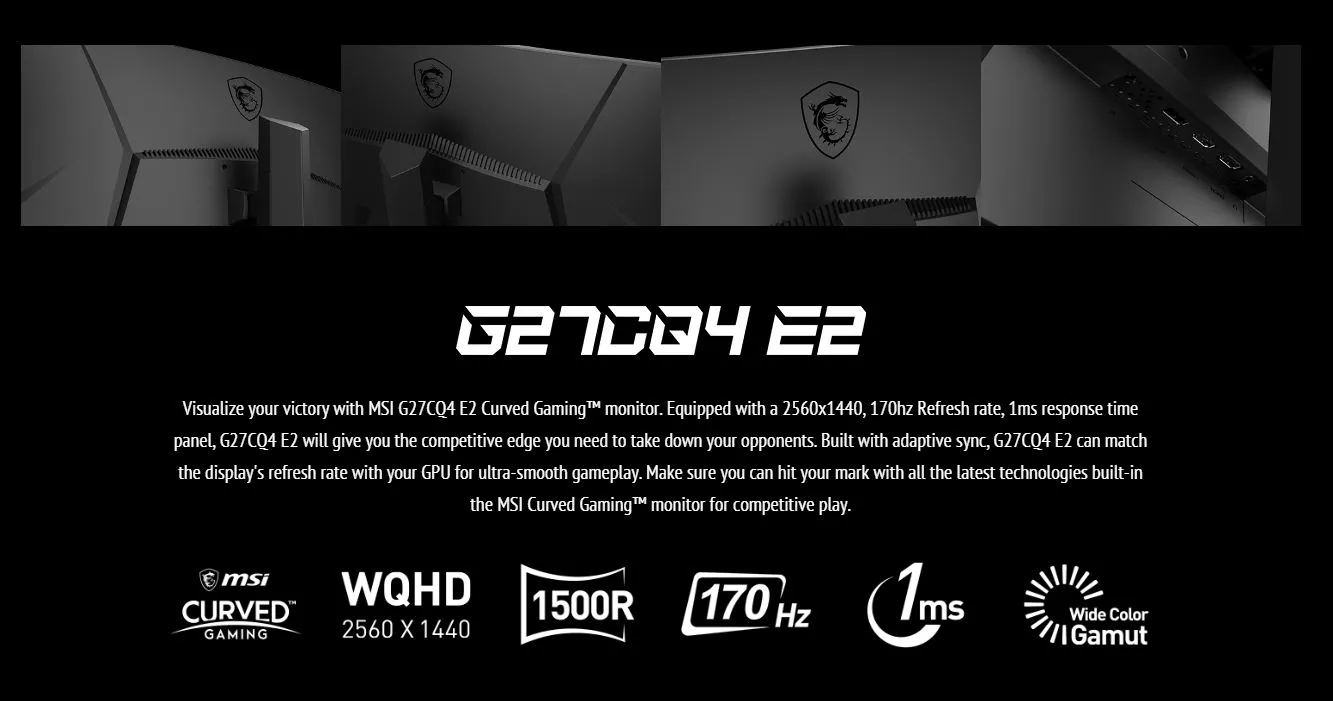 MSI Optix G27CQ4 Ecran PC 27'' WQHD Gamer incurvé - Dalle VA - 1ms