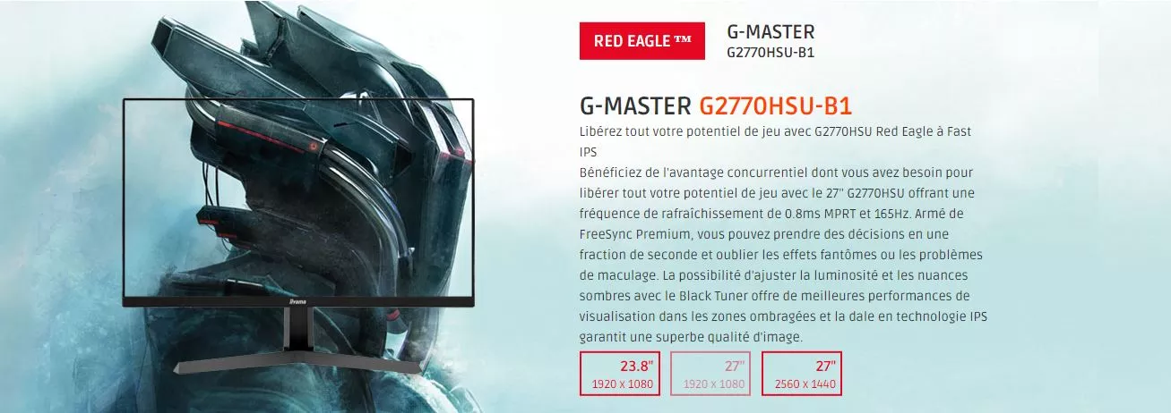 Ecran Gamer Tunisie  iiyama Red Eagle 27 FHD 0.8ms 165Hz