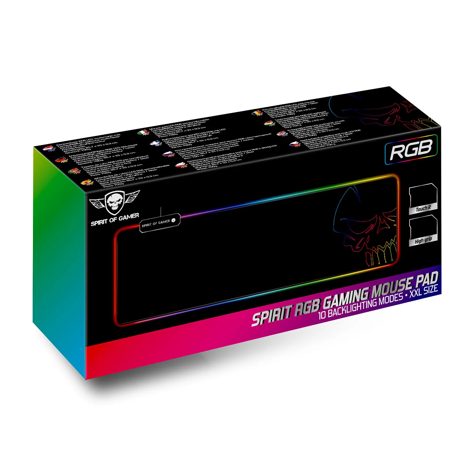 Spirit of Gamer Skull - Tapis de souris - avec éclairage RGB - jeux -  taille M - Tapis de souris - Achat & prix