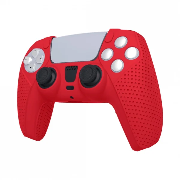 white shark body lock ps5 silicone case / red
