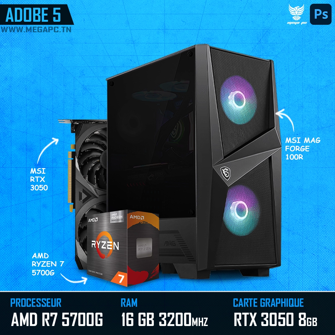 Adobe 5 | AMD Ryzen 7 5700G | RTX 3050 | 16GB Ram | 500GB NVMe