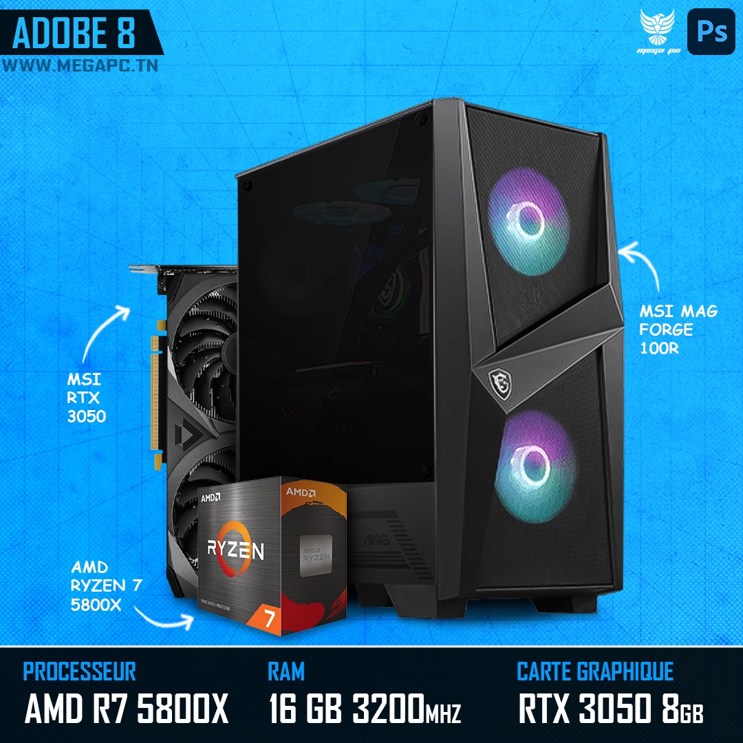 Adobe 8 | AMD Ryzen 7 5800X | RTX 3050 | 16GB Ram | 500GB NVMe