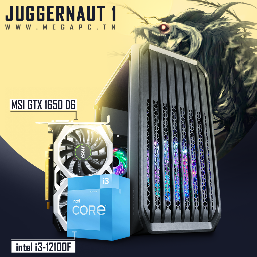 Juggernaut 1 | intel i3-12100F | GTX 1650 | 8GB Ram | 256 GB SSD NVMe