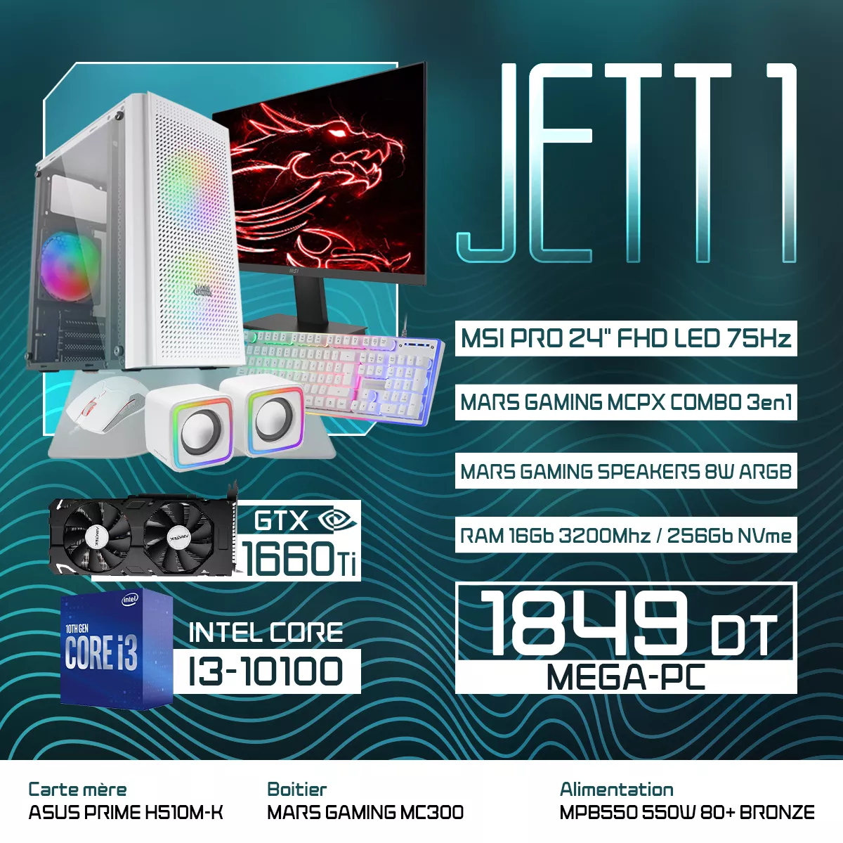 JETT 1 | I3-10100 | GTX 1660 TI | 16GB RAM | 256GB NVMe