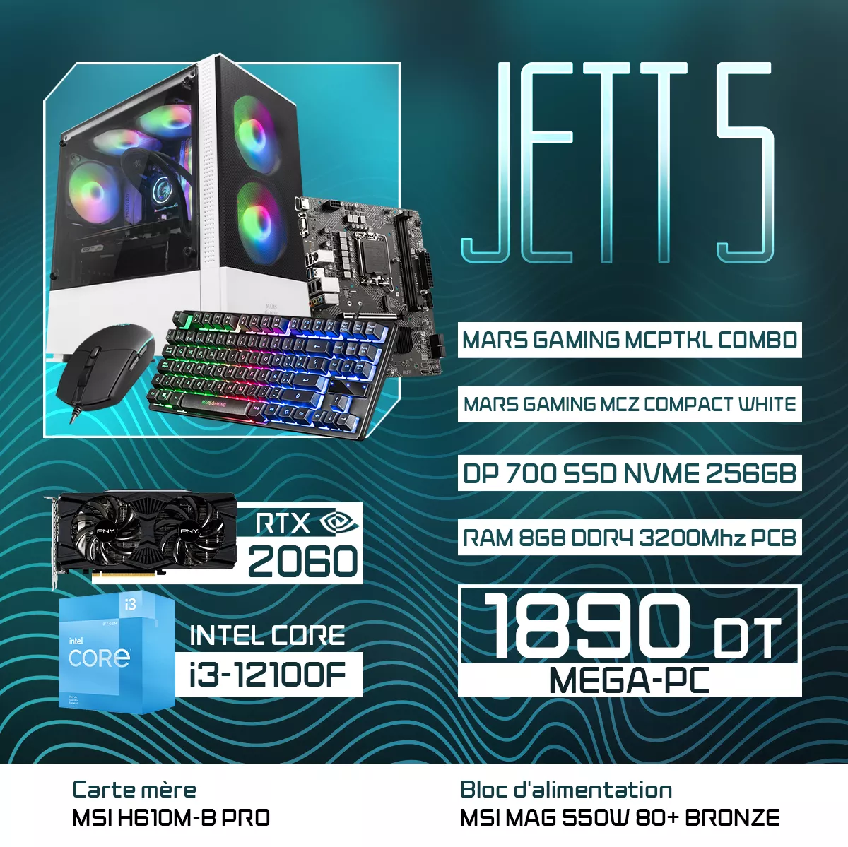 JETT 5 | i3-12100F | RTX 2060 | 8GB RAM | 256GB NVMe