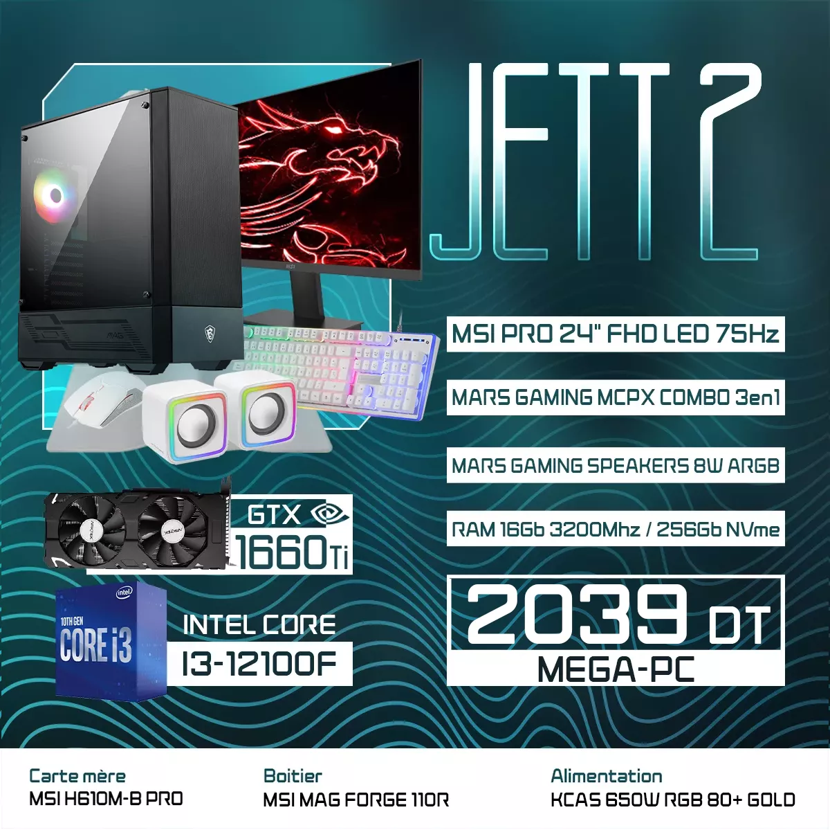 JETT 2 | I3-12100F | GTX 1660 TI | 16GB RAM | 256GB NVMe