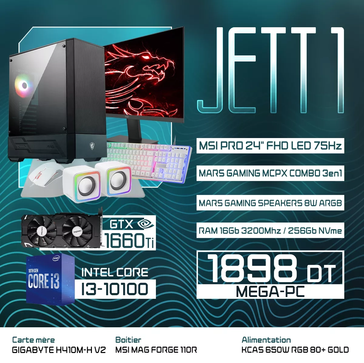  JETT 1 | I3-10100 | GTX 1660 TI | 16GB RAM | 256GB NVMe