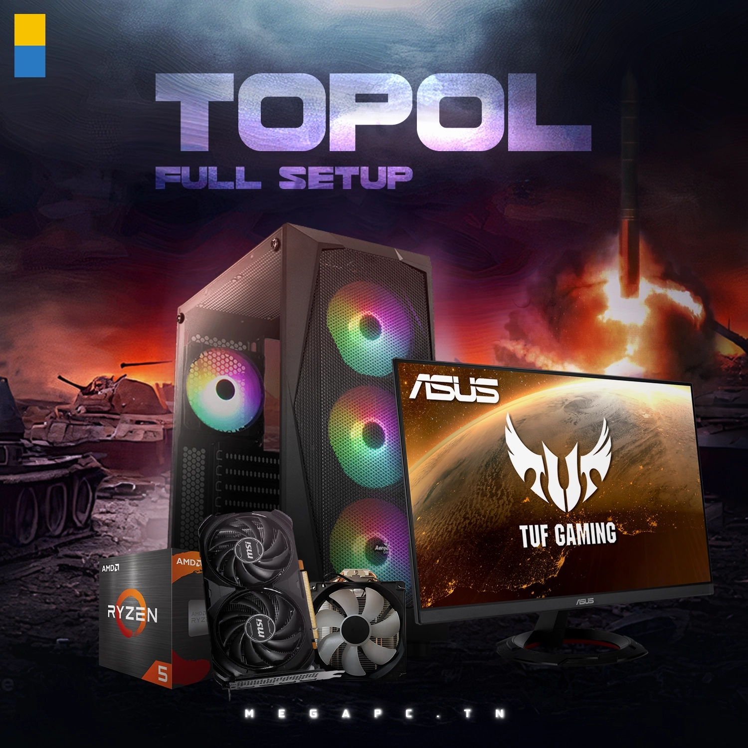 Topol 1 FULL SETUP | AMD 5 3600 | RTX 4060 OC | 16GB RAM | 500GB NVMe