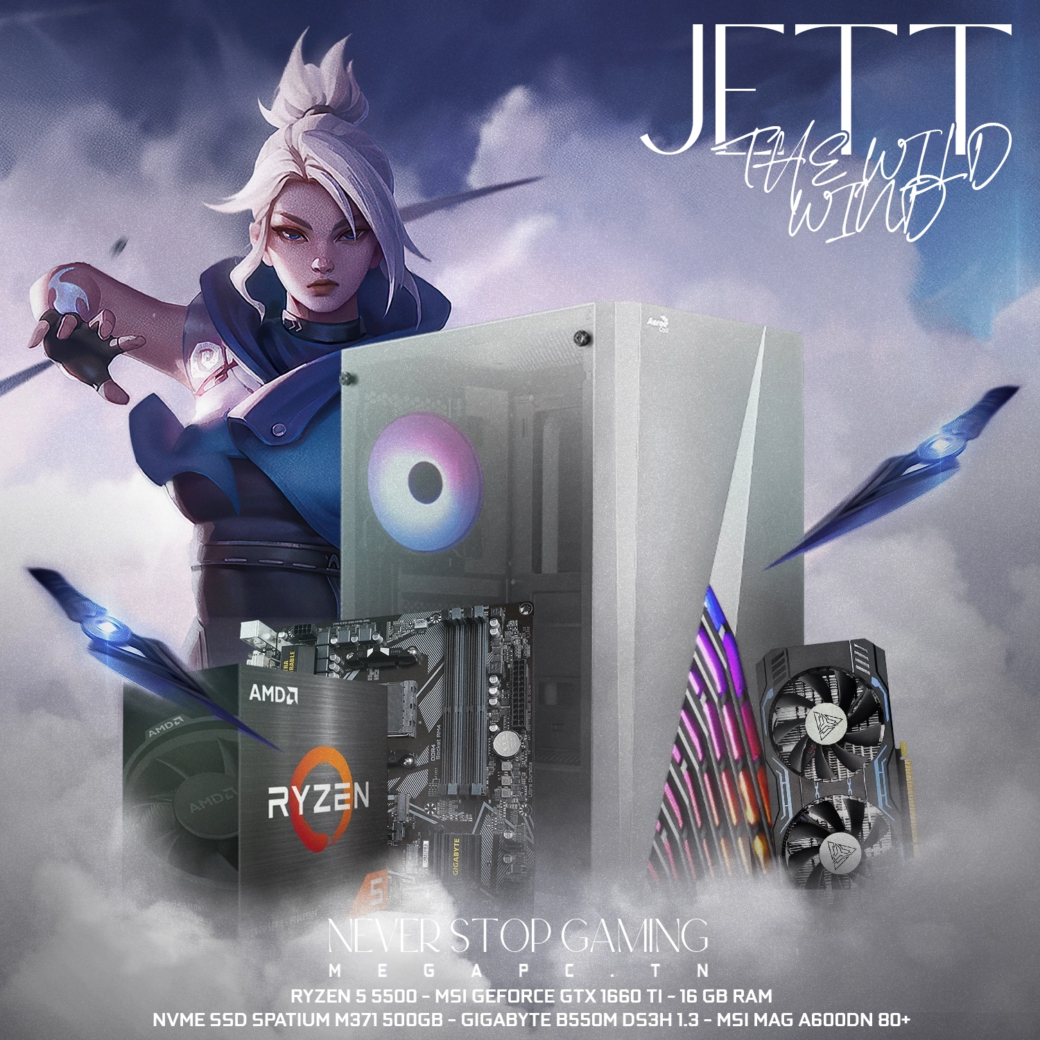 Jett 1 | RYZEN 5 5500 | GTX 1660 TI  | 16GB RAM | 500GB NVMe