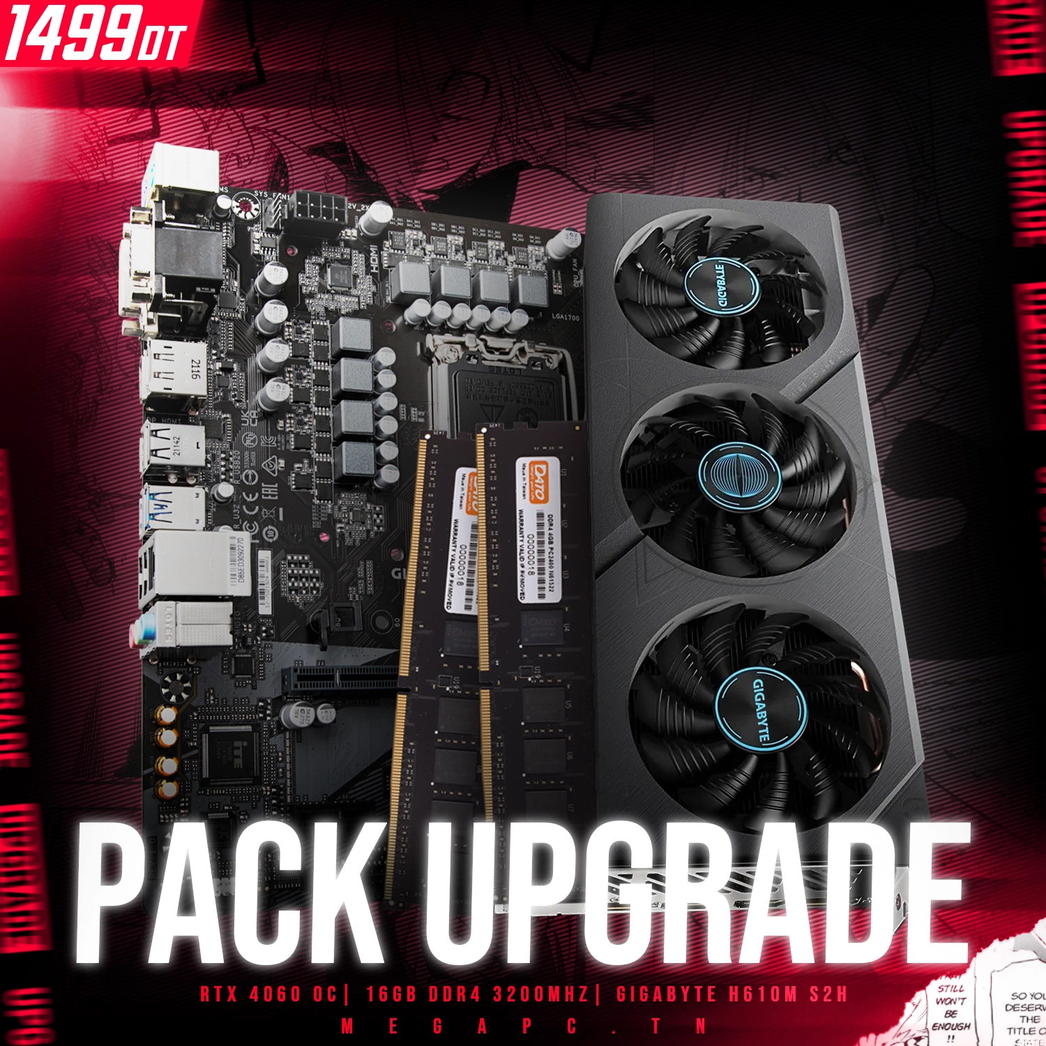 Pack Upgrade Glory Y1 |  RTX 4060 | 16GB | Gigabyte H610M S2H