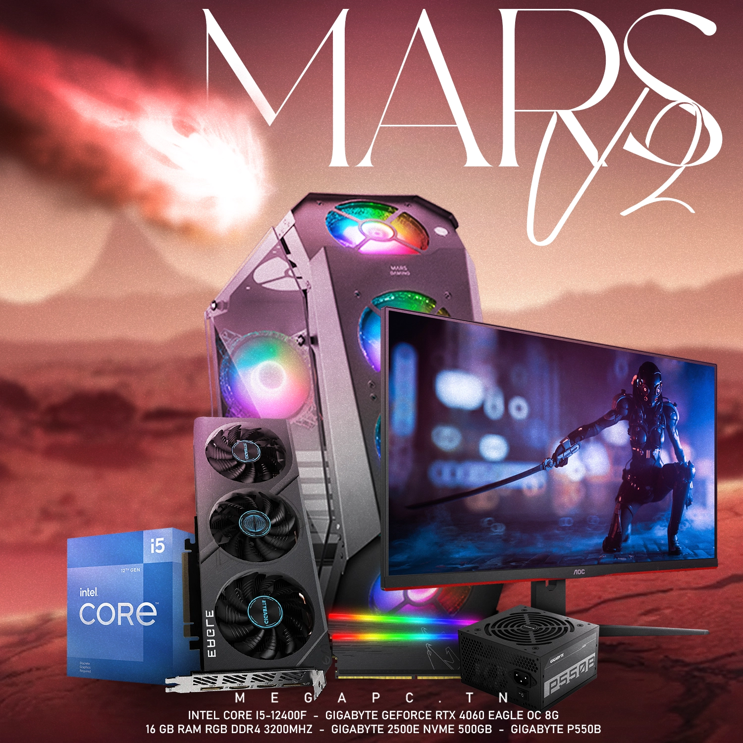 Mars V2 | i5-12400F | RTX 4060 EAGLE | 16GB RAM | 500GB NVMe