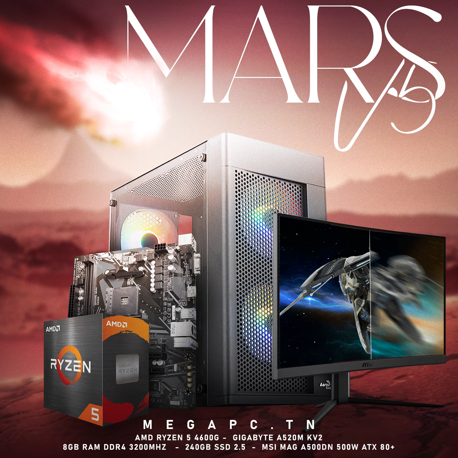 Mars V5 full Setup | Ryzen 5 4600G | 8GB RAM | 240GB SSD | RTX 3050