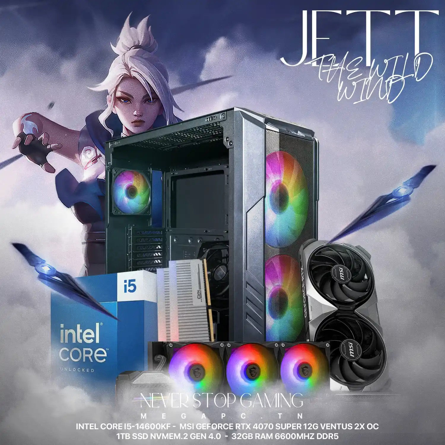 Jett X2 | Intel i5-14600KF | RTX 4070 Super 12GB | 32GB RAM DDR5 6600MHz | 1TB NVME GEN4