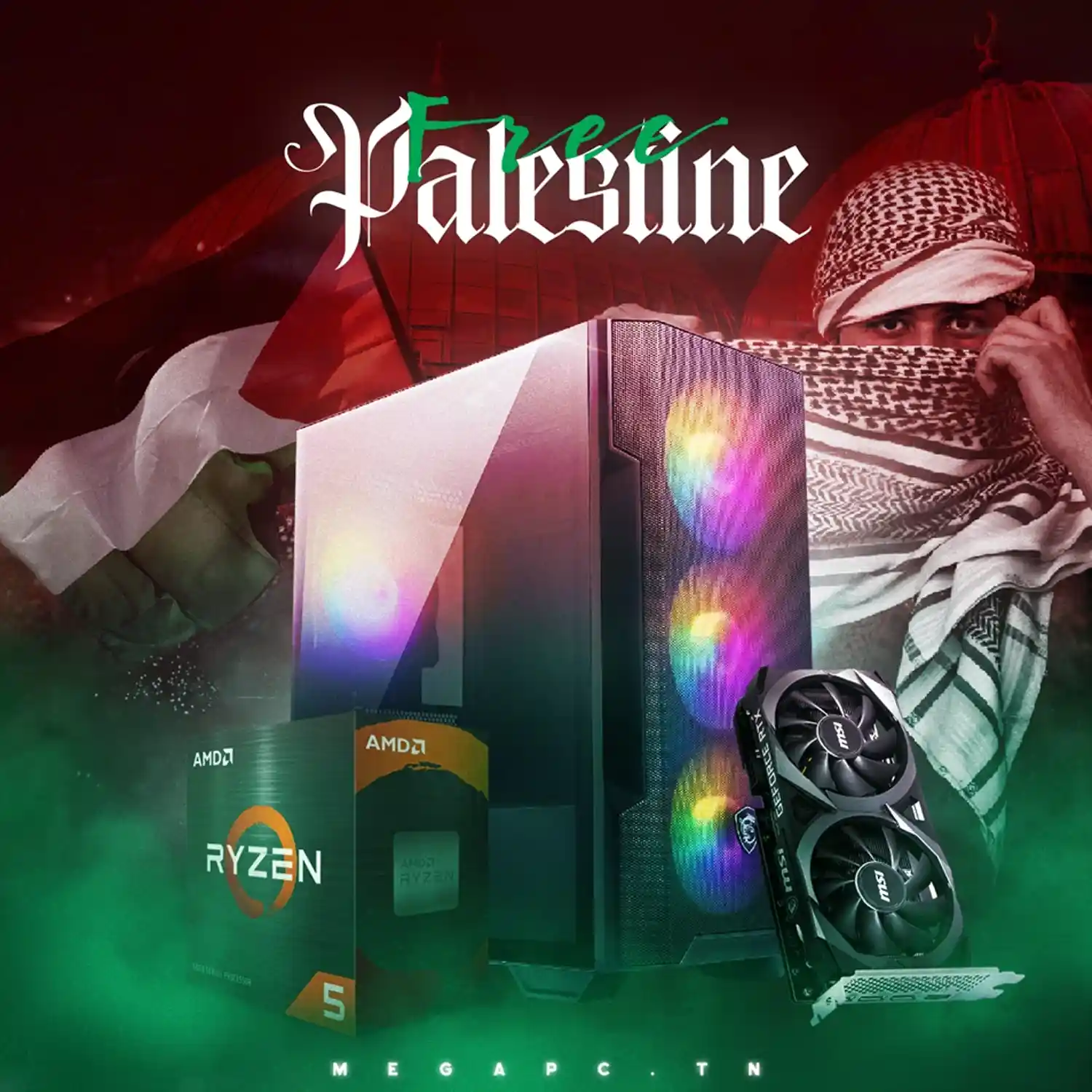 Free Palestine N7 | RYZEN 5 5600X | RTX 3050 8GB | 32GB RAM | 500 GB