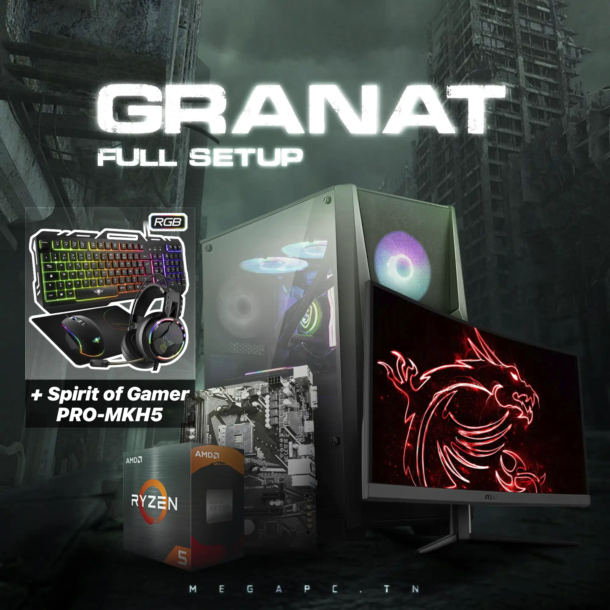 Granat Full Setup | RYZEN 5 5600G | 16GB RAM | 1TB NVMe