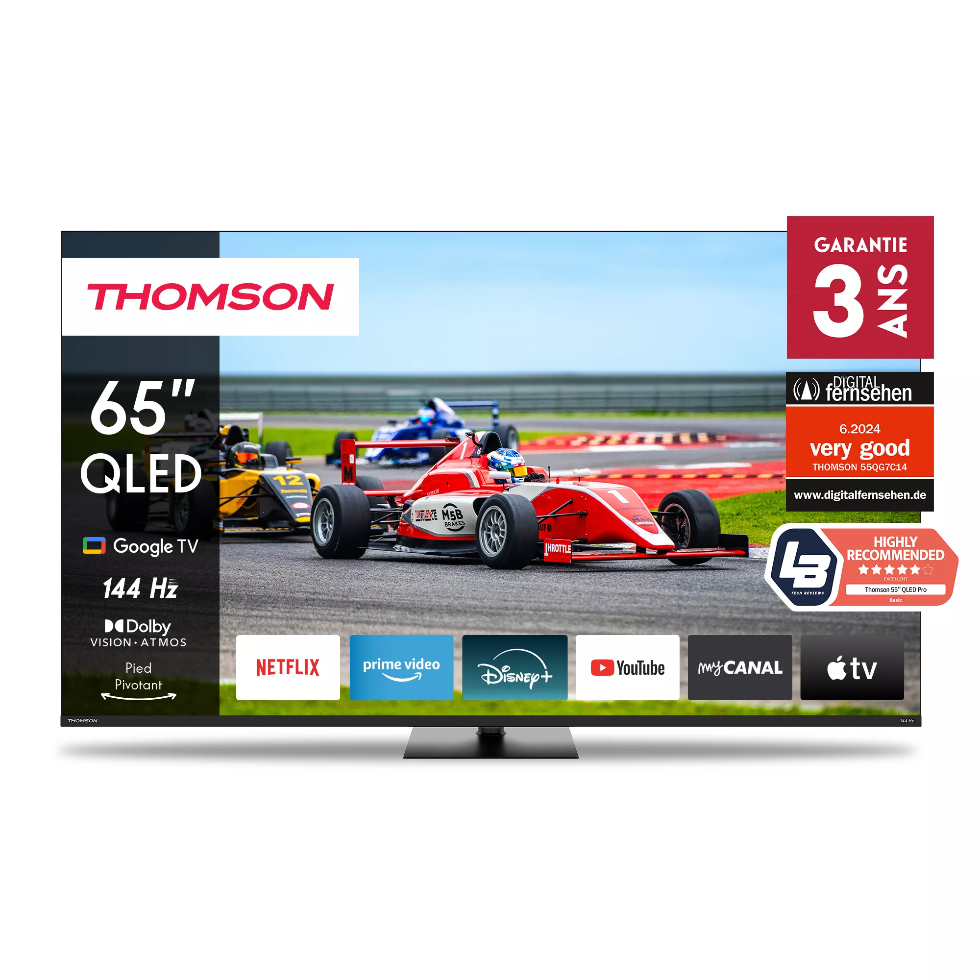 Thomson Q70 Series 65\" QLED GOOGLE TV filigranes Rahmen-design 165,1 cm (65") 4K Ultra HD Smart TV Wifi Noir 350 cd/m², Photo chez MegaPC chez MegaPC