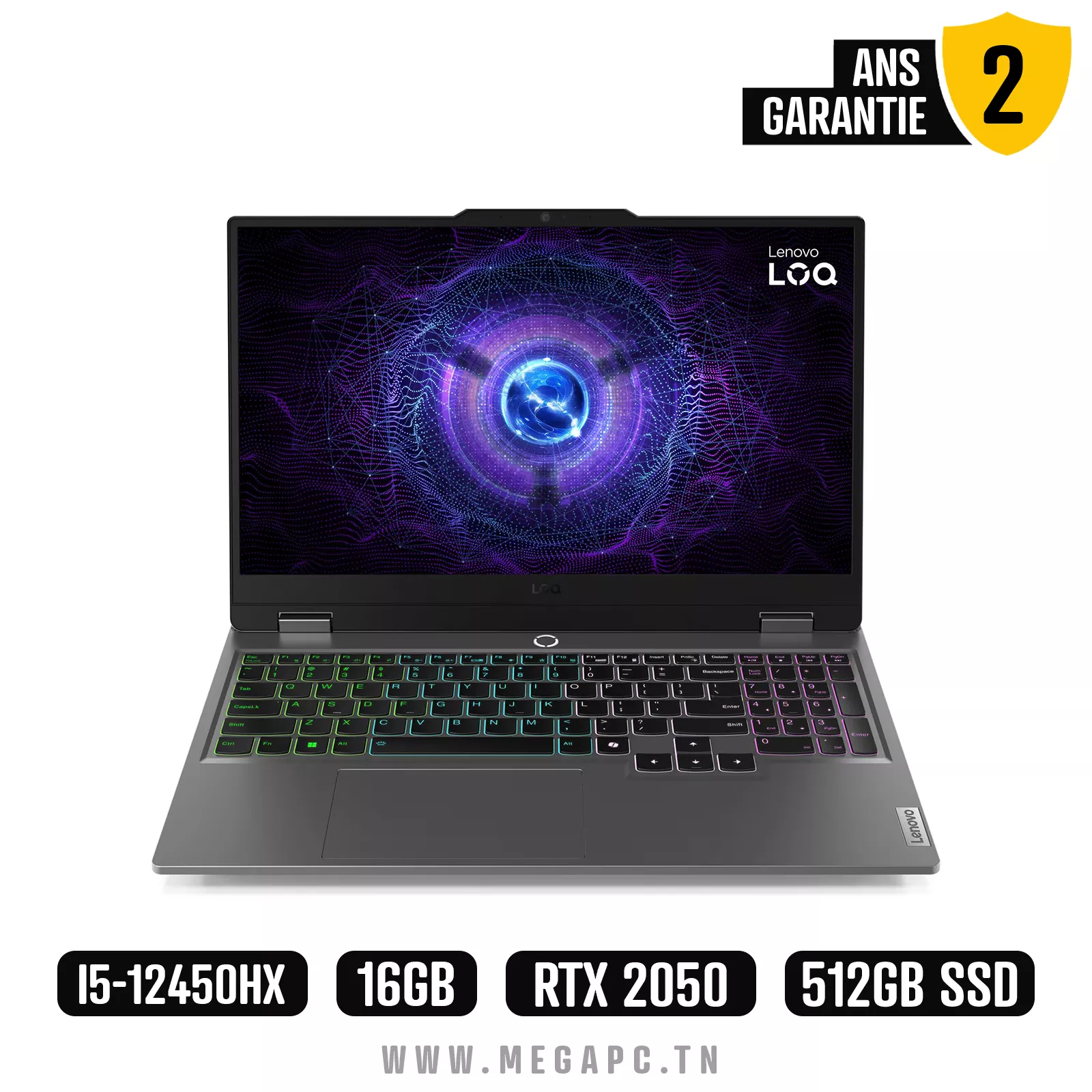 PC Portable Gamer LENOVO LOQ 15IAX9 i5 12ème Gén 16G RTX 3050 - Photo boutique MegaPC