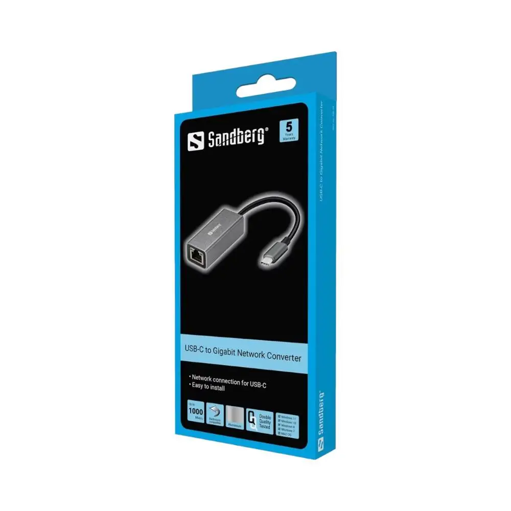 Adaptateur SANDBERG USB Type-C vers RJ45 - Inox, Photo boutique MegaPC chez MegaPC
