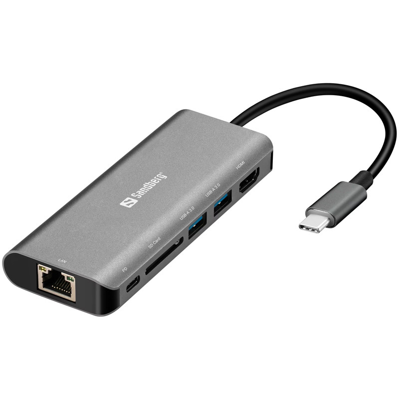 Sandberg USB-C Dock HDMI+LAN+SD+USB,61W, Photo boutique MegaPC chez MegaPC