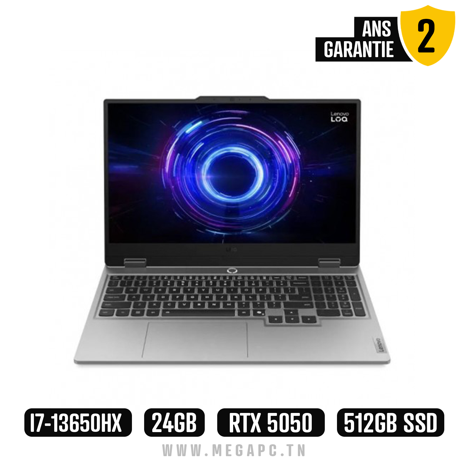 PC Portable Gamer LENOVO LOQ 15IRX10 i7 13è Gén 24G RTX 5050, Photo chez MegaPC chez MegaPC