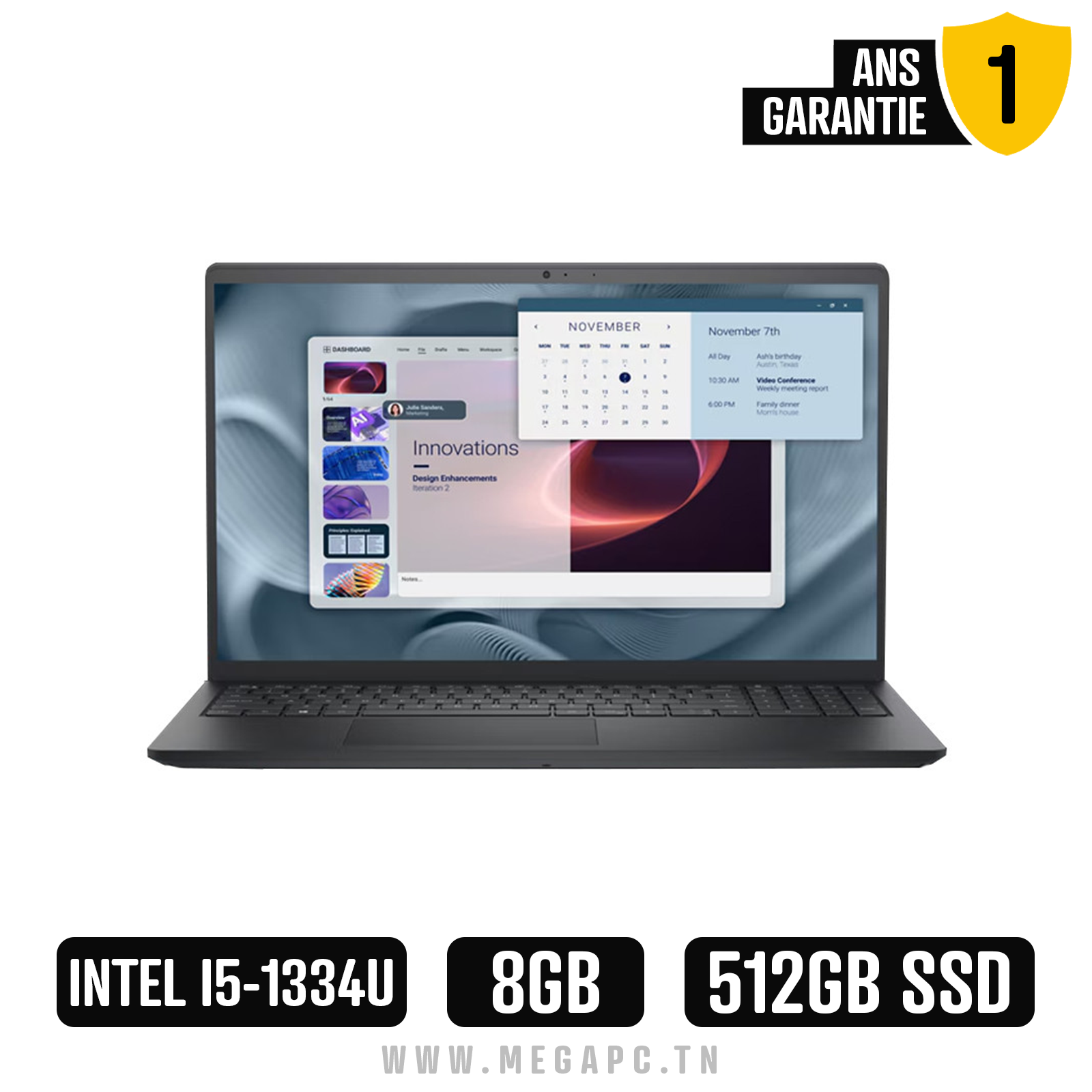 Pc Portable Dell Pro 15 Essential PV15250 Intel Core i5 13Gén 8Go 512Go SSD, Photo boutique MegaPC chez MegaPC