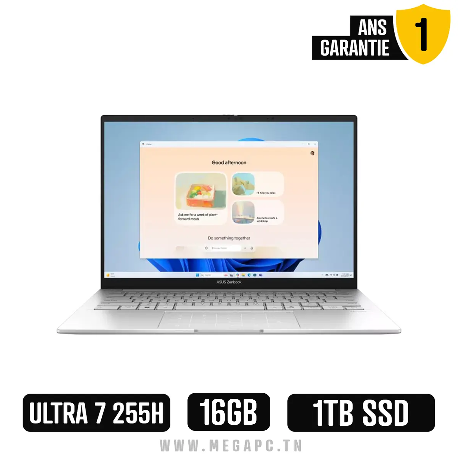 Pc Portable ASUS ZenBook 14 Ultra 7 255H 16Go 1To SSD - Silver, Photo boutique MegaPC chez MegaPC