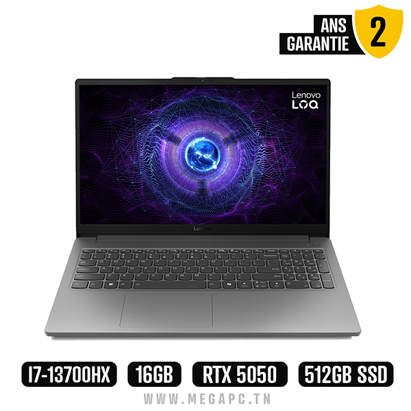 Pc Portable Gamer Lenovo LOQ 15IRX10 i7 13Gén 16Go 512Go SSD, Photo boutique MegaPC chez MegaPC
