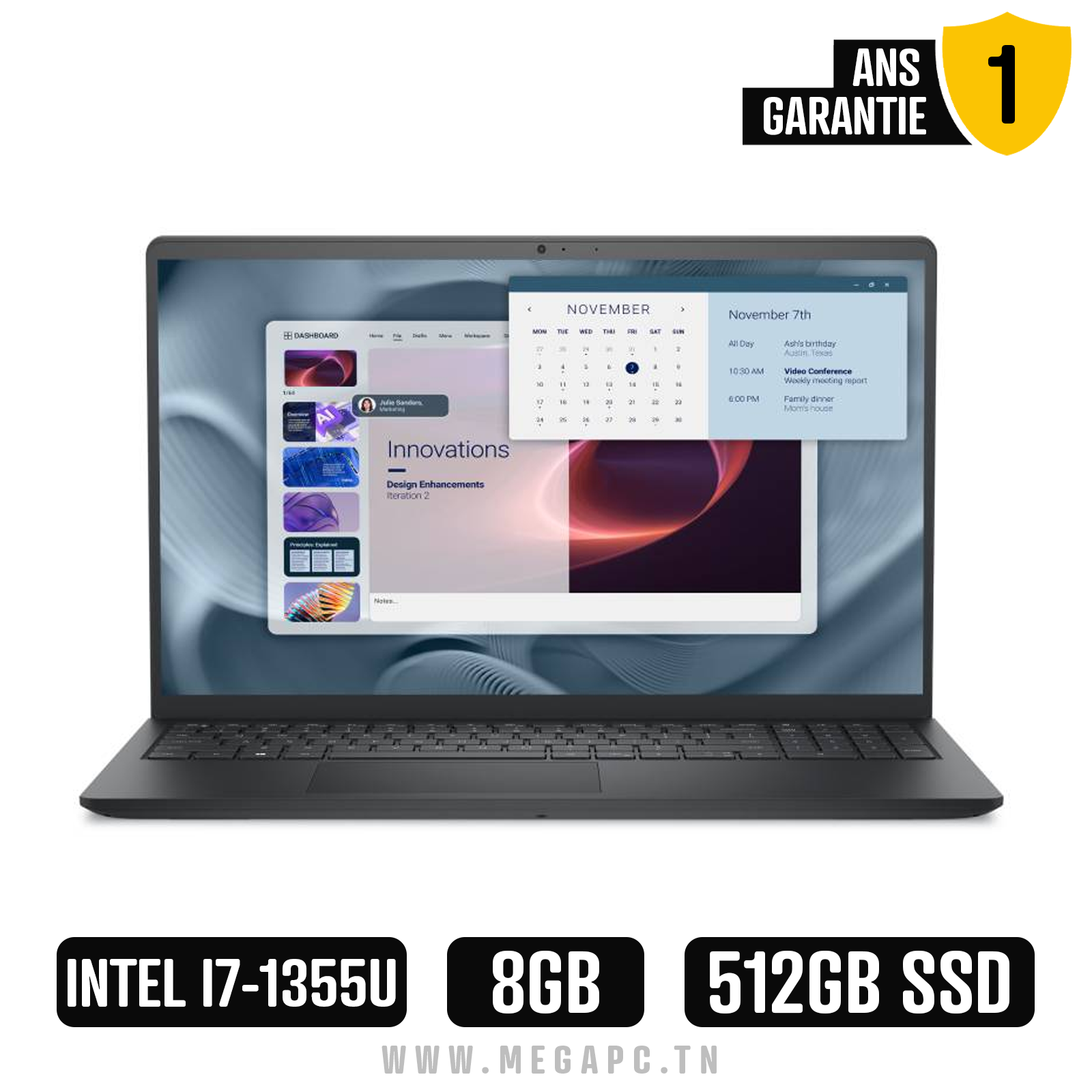 PC Portable DELL Pro 15 Essential i7 13è Gén 8Go 512Go SSD - Noir, Photo boutique MegaPC chez MegaPC