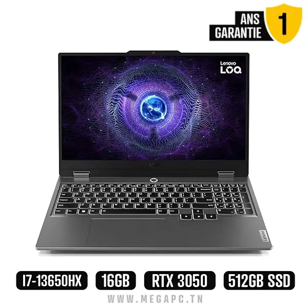 Pc Portable Gamer Lenovo LOQ 15IRX9 i7 13Gén 16Go 512Go SSD, Photo boutique MegaPC chez MegaPC
