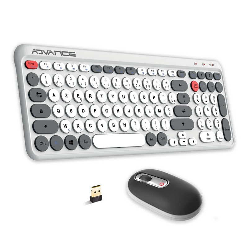 Ensemble Clavier et Souris Sans Fil Advance ERGOSTYLE / Blanc, Photo boutique MegaPC chez MegaPC
