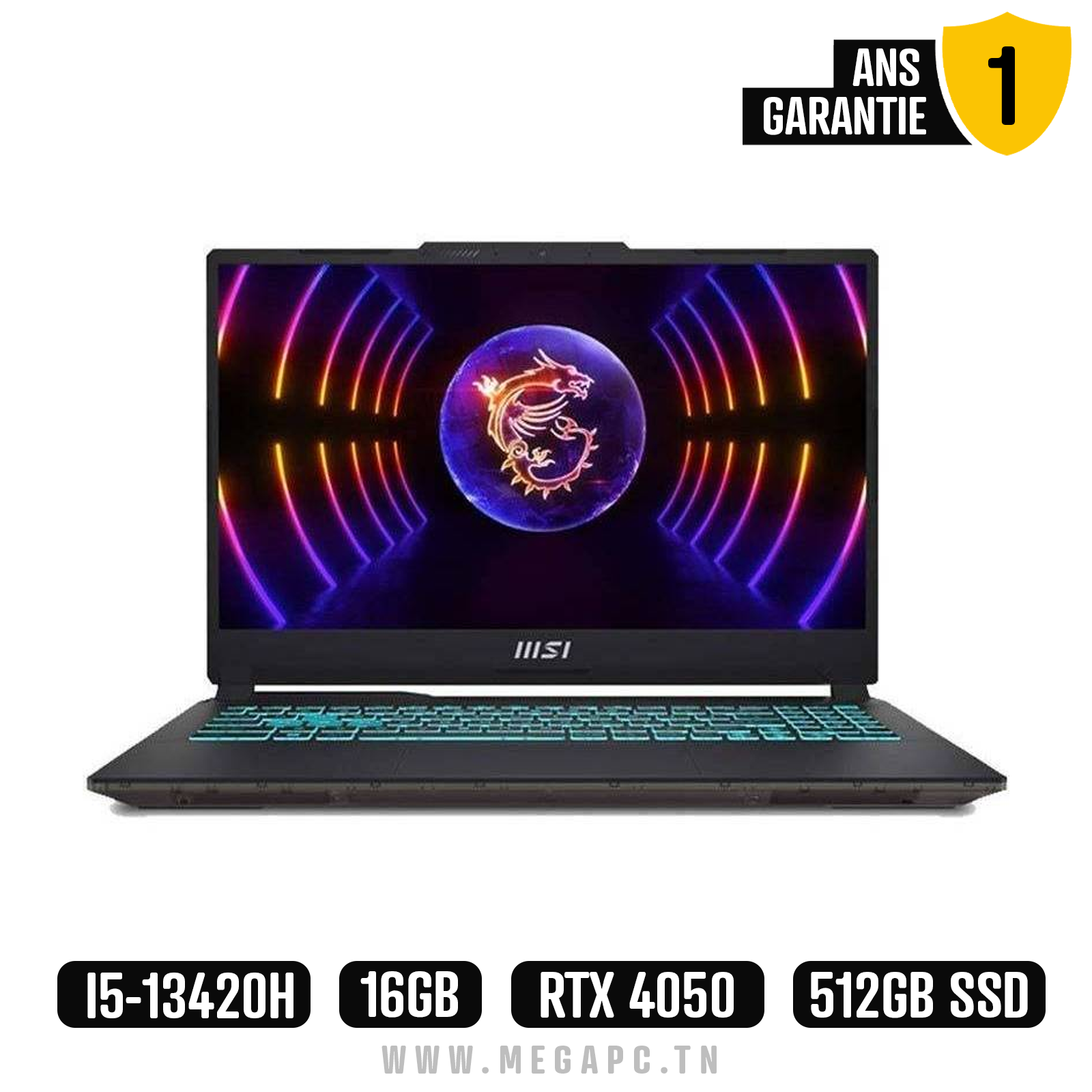 PC Portable Gamer MSI Cyborg 15 A13VE i5 13è Gén 16G RTX4050, Photo boutique MegaPC chez MegaPC