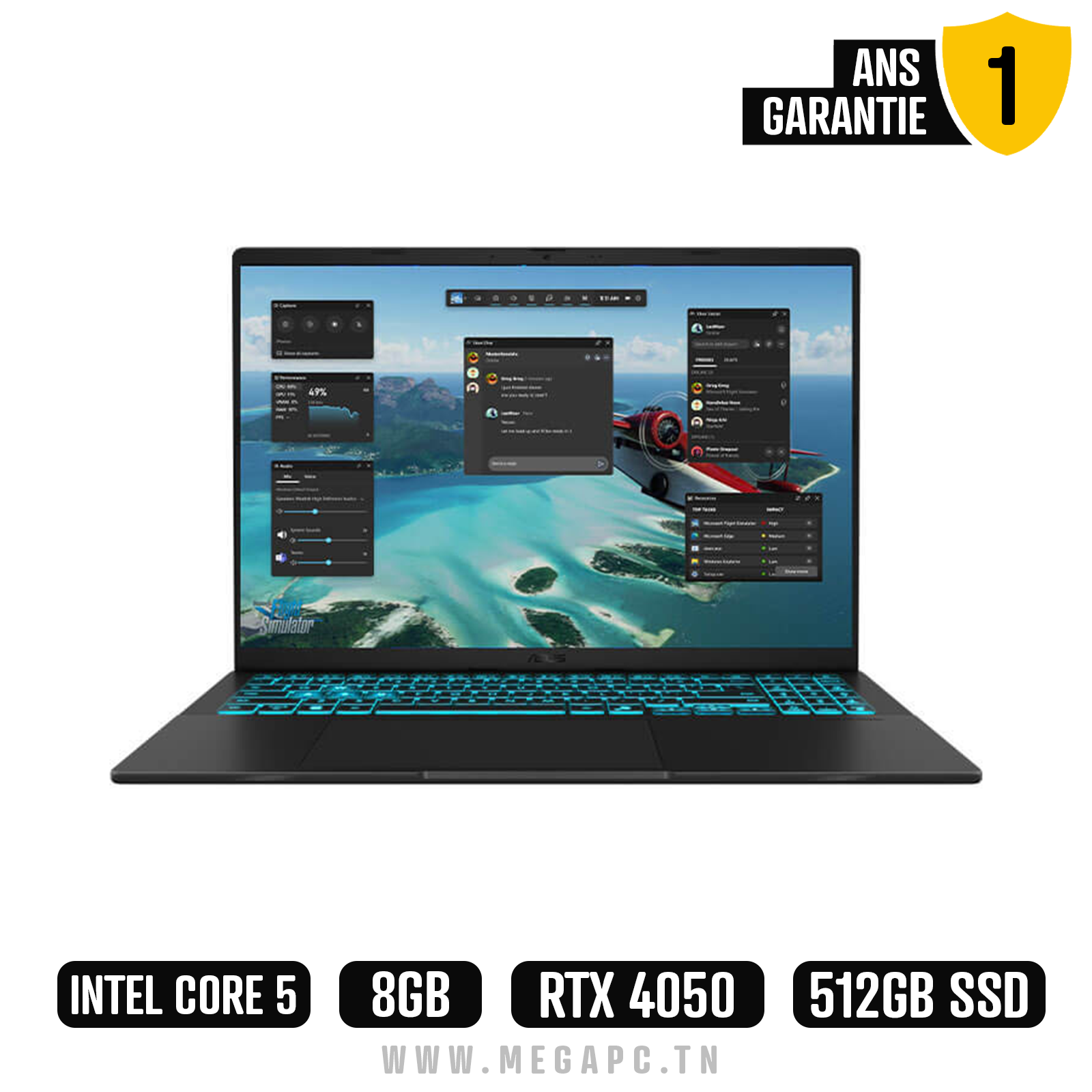 Pc Portable Asus VivoBook 15 V3607VU Core 5 8Go 512Go SSD RTX 4050, Photo boutique MegaPC chez MegaPC