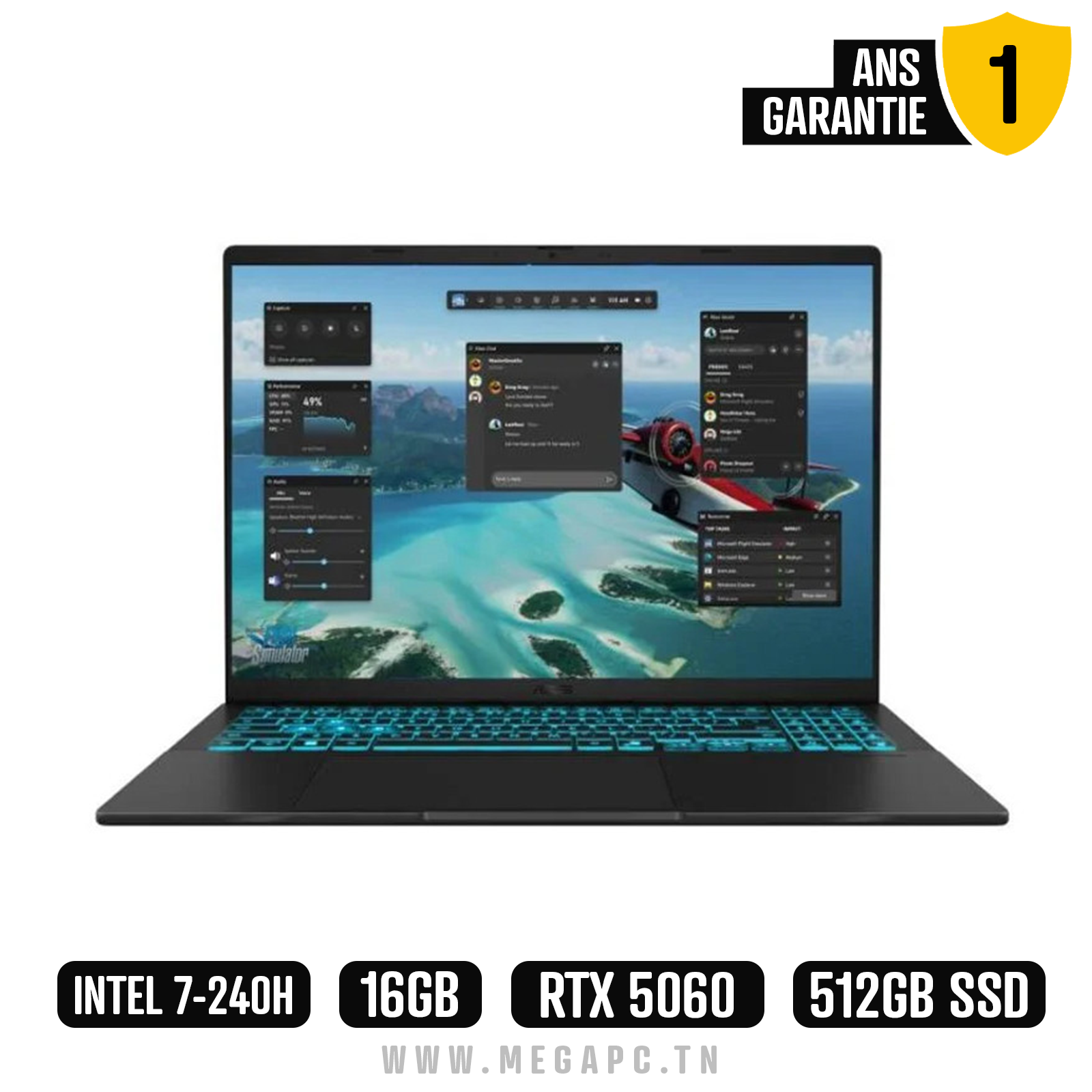 Pc Portable Asus VivoBook 15 V3607VM Core 7 240H 16Go 512Go SSD RTX 5060, Photo boutique MegaPC chez MegaPC