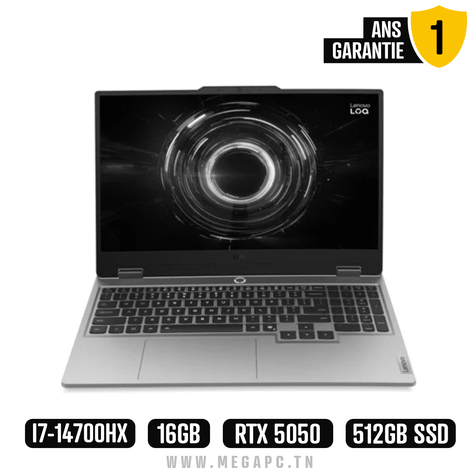Pc Portable Gamer Lenovo LOQ 15IRX10 i7 14Gén 16Go 512Go SSD, Photo boutique MegaPC chez MegaPC