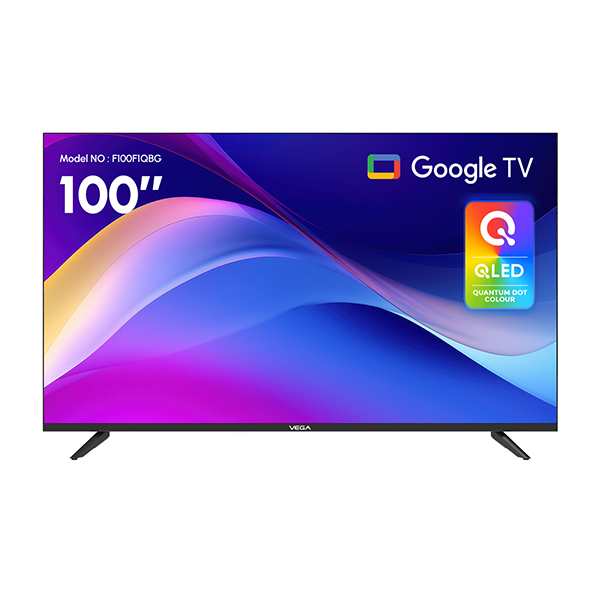 Tv Vega F100F1QBG 100" QLED 4k UHD Smart Tv Noir, Photo boutique MegaPC chez MegaPC