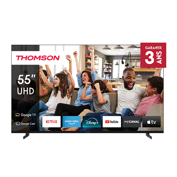 TV Thomson 55" 55UG4S14 UHD Google Tv Noir, Photo boutique MegaPC chez MegaPC