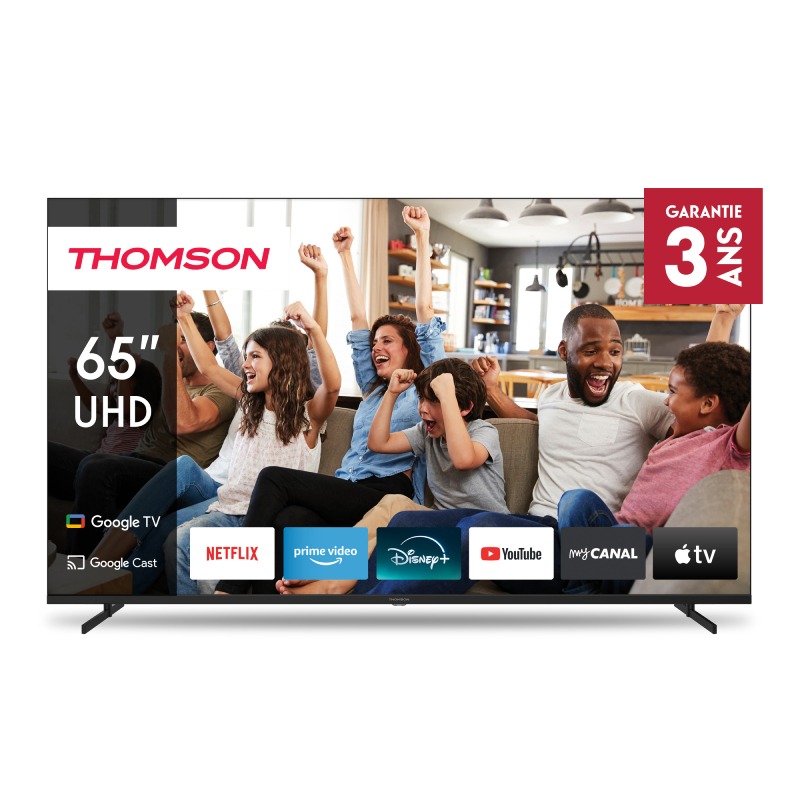TV Thomson 65UG4S14 65" 4k UHD Side Feet Google Tv Noir, Photo boutique MegaPC chez MegaPC
