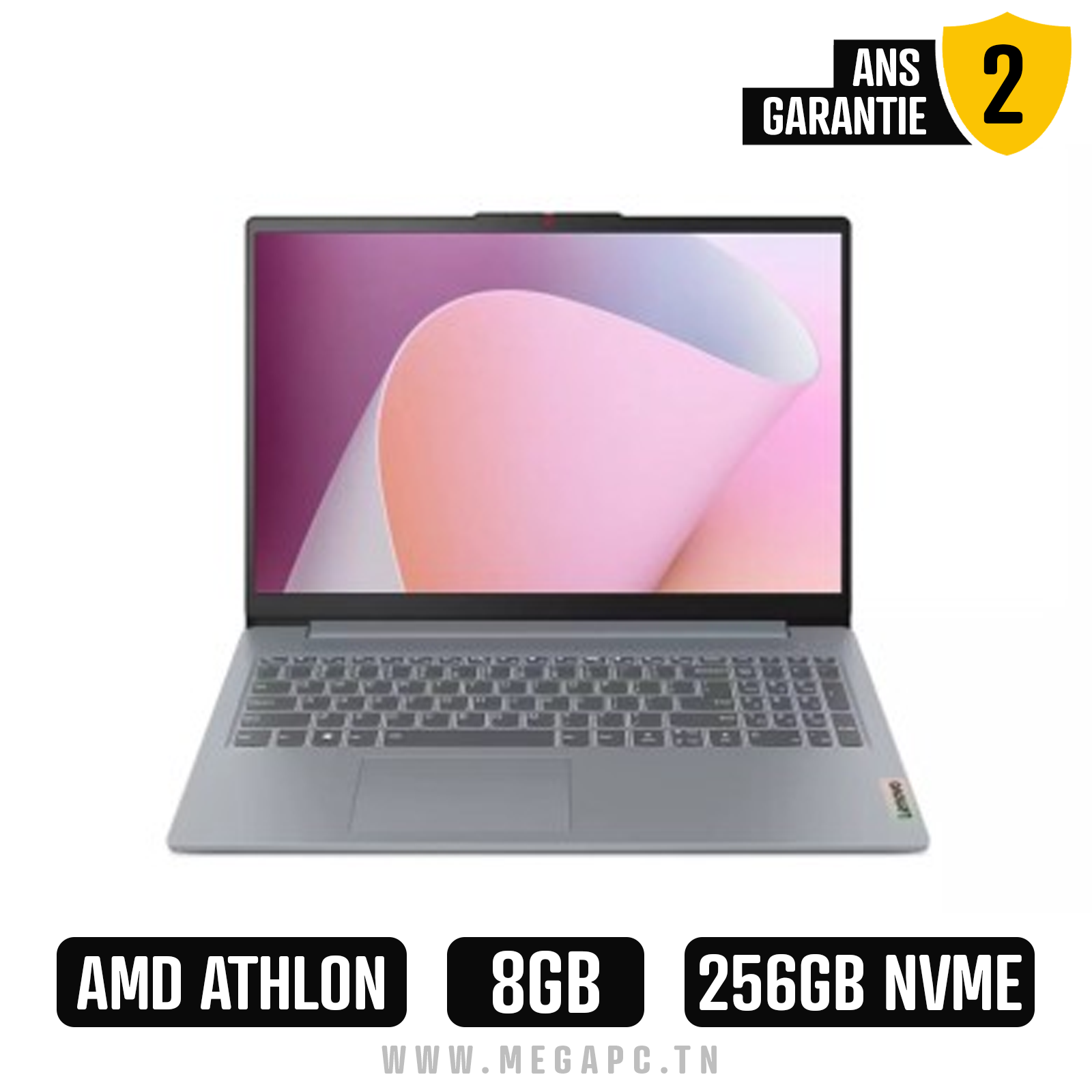 PC Portable LENOVO IdeaPad Slim 3 15AMN8 AMD Athlon 8G 256Go SSD - Gris, Photo boutique MegaPC chez MegaPC