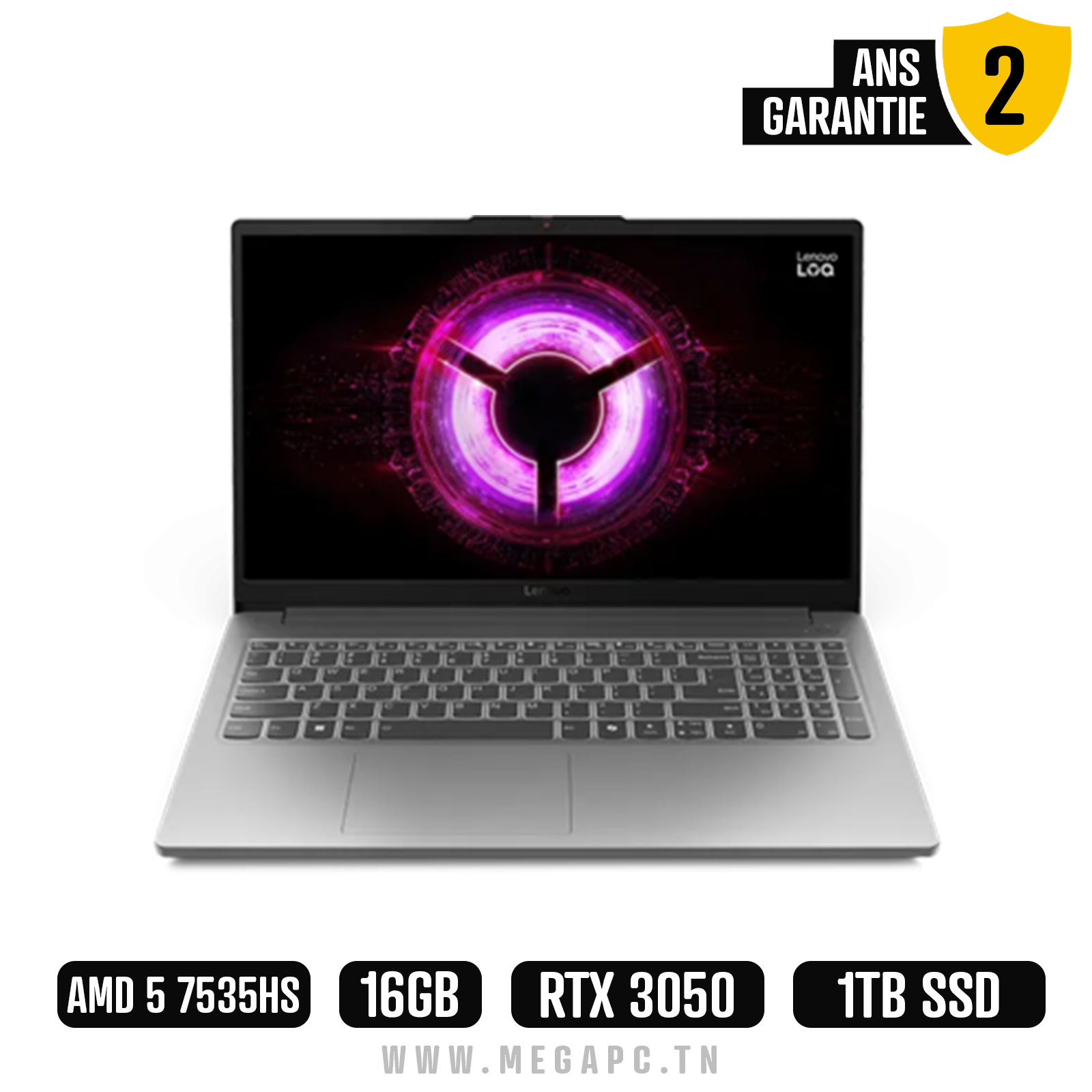 Pc Portable Gamer Lenovo LOQ 15ARP10E Ryzen 5 16Go 1To SSD Windows 11, Photo boutique MegaPC chez MegaPC