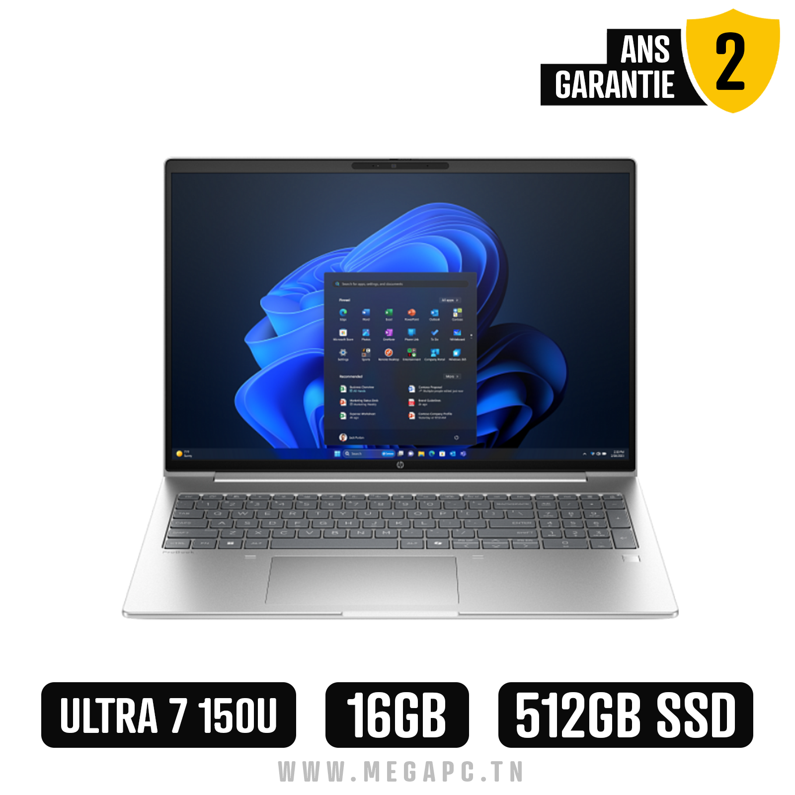 Pc Portable HP ProBook 4 G1iR Intel Core 7 150U 16G 512Go SSD, Photo boutique MegaPC chez MegaPC