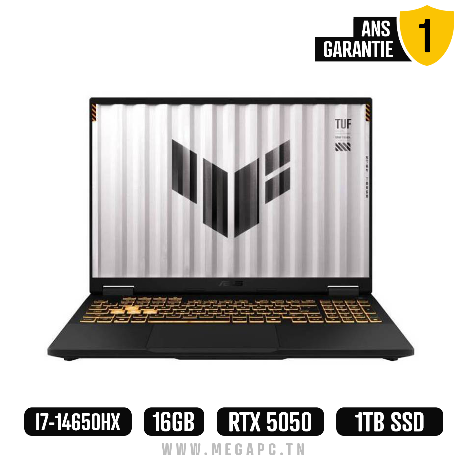 Pc Portable Asus Tuf Gaming F16 TUF608JMR I7 14Gén 16 Go 1 To SSD Windows 11 RTX 5060, Photo boutique MegaPC chez MegaPC