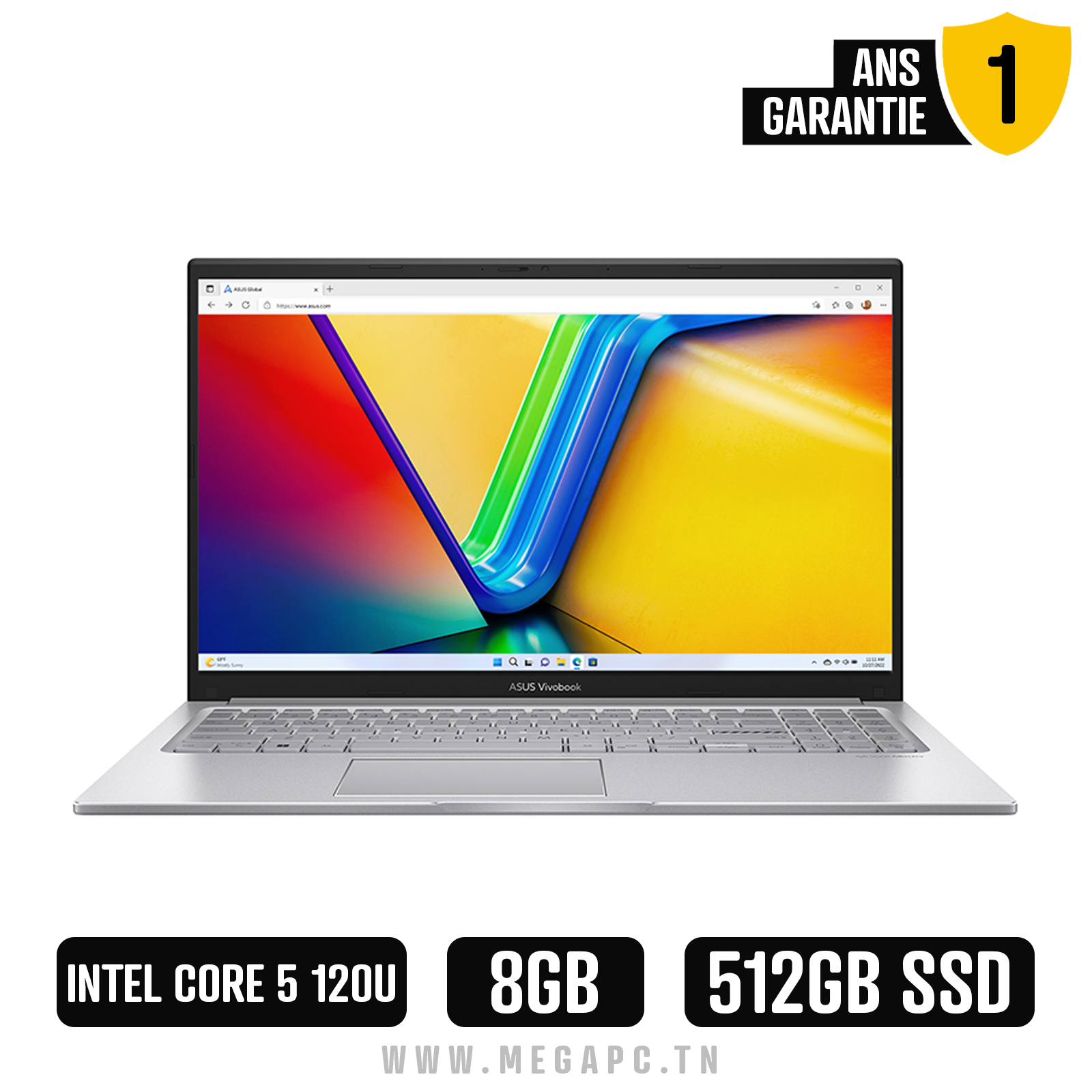 Pc Portable Asus VivoBook 15 X1504VA Core 5 120U 8Go 512Go SSD Windows 11, Photo boutique MegaPC chez MegaPC