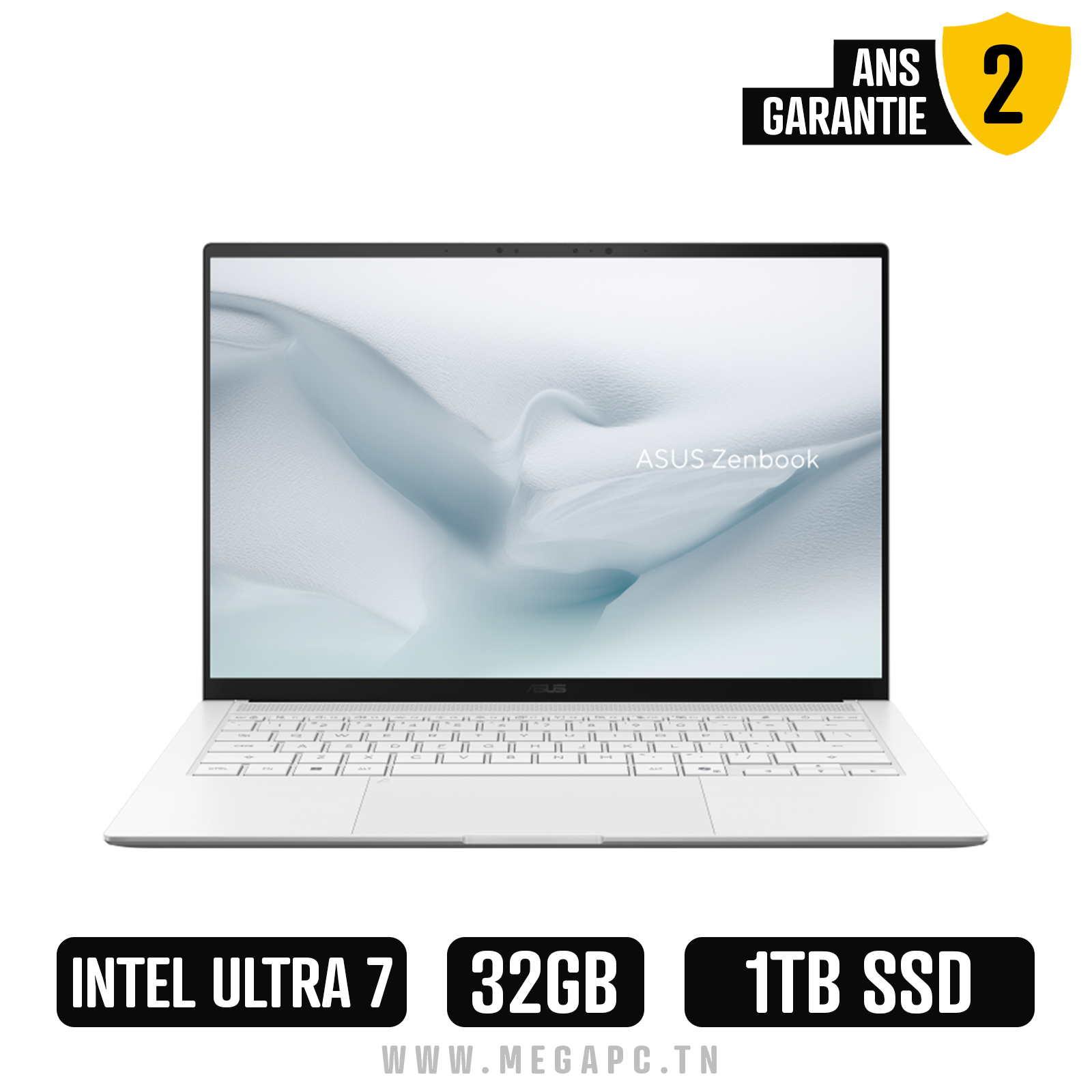 Pc Portable ASUS Zenbook S 14 UX5406SA / Ultra 7 256V / 32 Go / 1 To SSD / Windows 11 / Blanc, Photo boutique MegaPC chez MegaPC