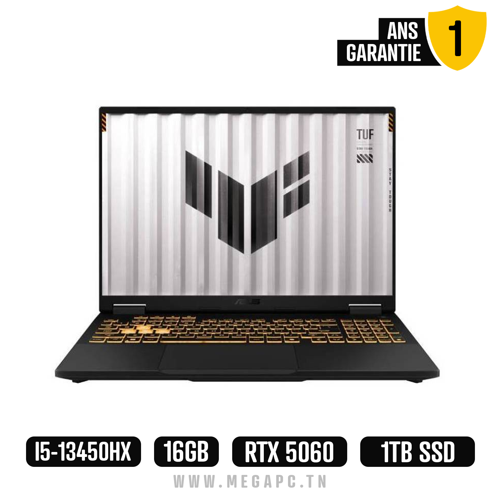 Pc Portable Asus Tuf Gaming F16 TUF608JM I5 13Gén 16Go 1To SSD Windows 11 RTX 5060, Photo boutique MegaPC chez MegaPC